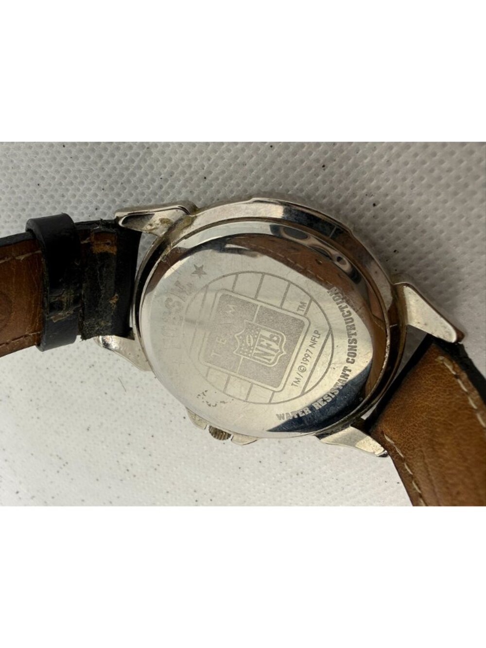 Fossil New England Patriots NFL 1995 Vintage Mens Leather Watch Steel 40mm - Picture 11 of 15